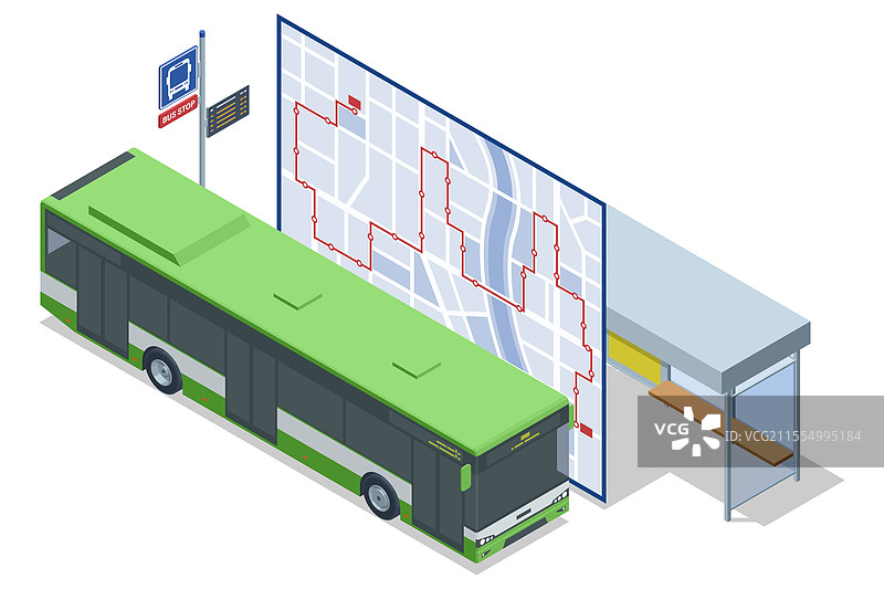 一个公交车站的等角图图片素材