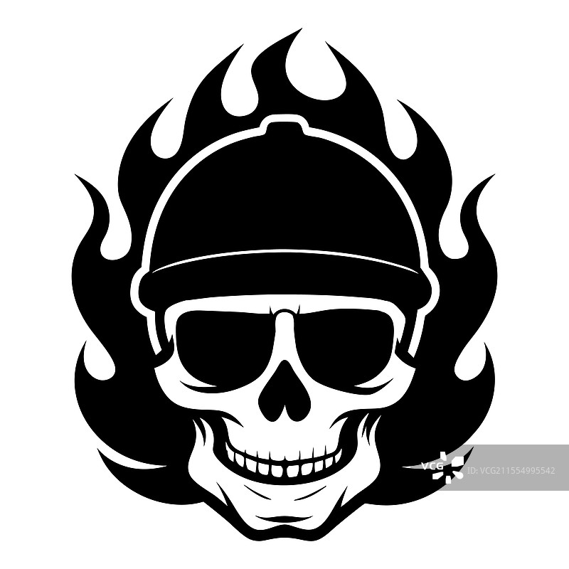 带着头盔和墨镜的火焰消防员骷髅图片素材