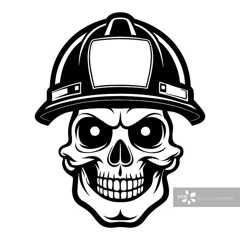 消防员头骨与头盔图片素材