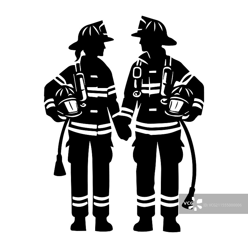 消防员情侣手牵手图片素材