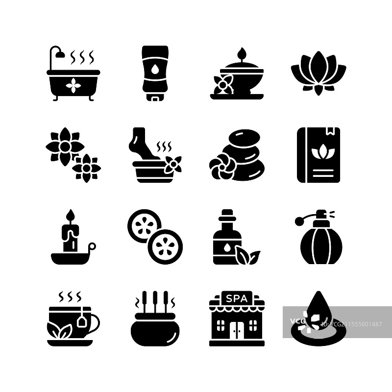 水疗和健康图标的集合图片素材