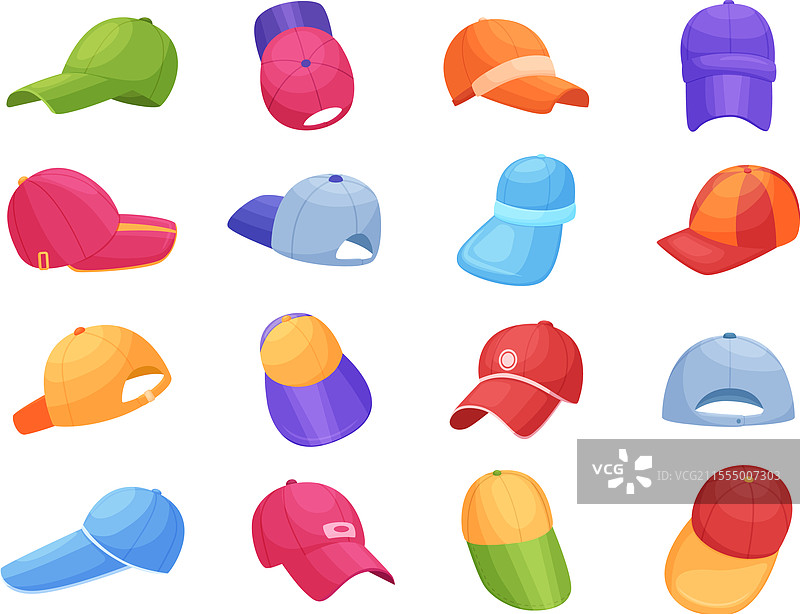 卡通运动帽 彩色棒球帽 运动帽图片素材