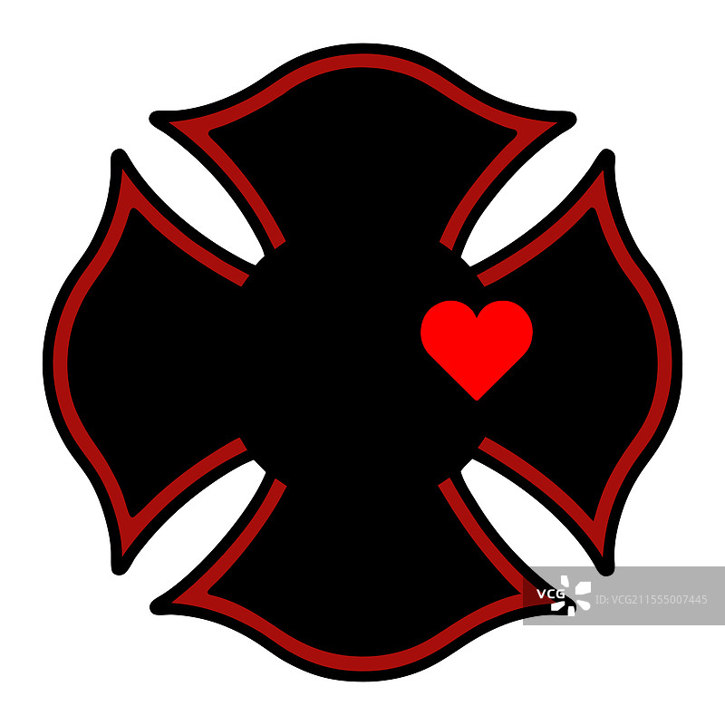 消防员马耳他十字架与心形图案图片素材