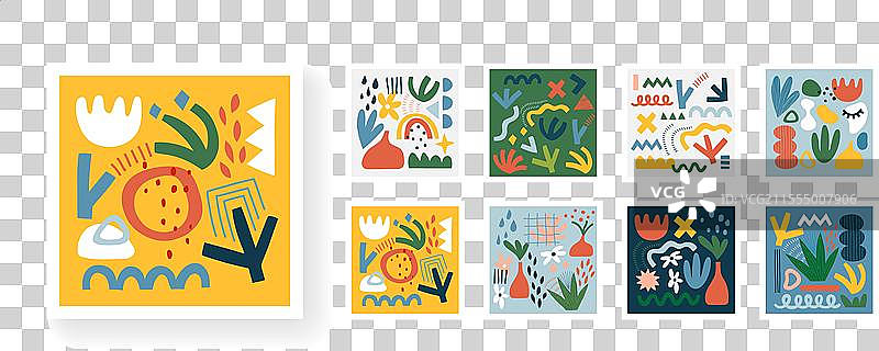 时尚图形卡片的抽象设计海报套装图片素材