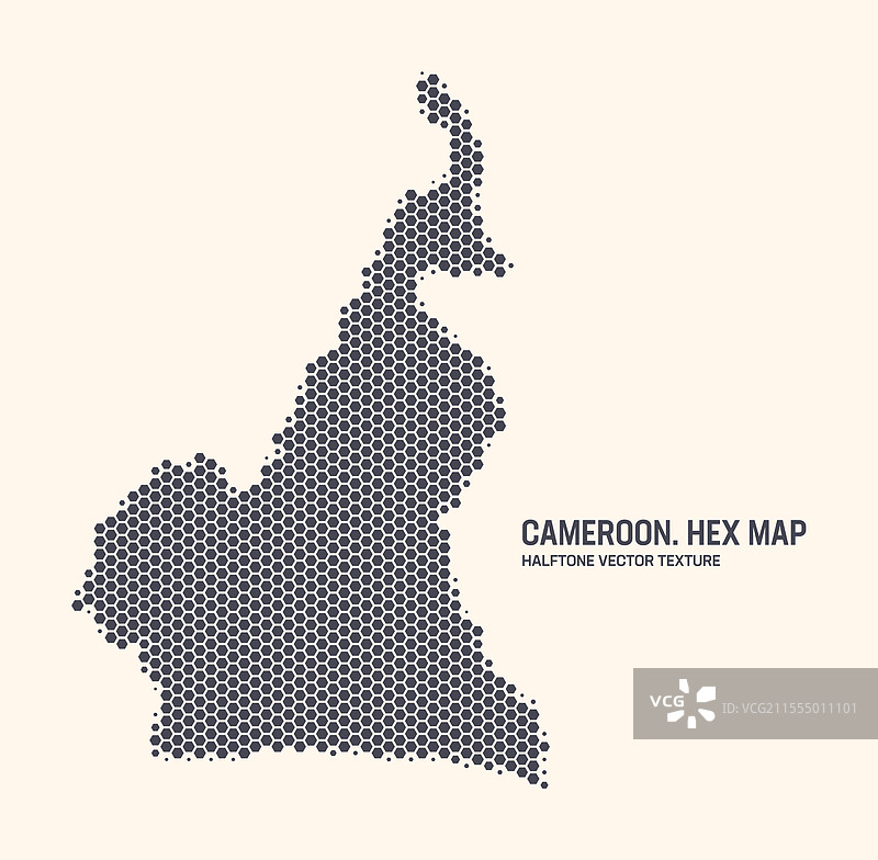 喀麦隆地图六边形半色调图案孤立设计图片素材