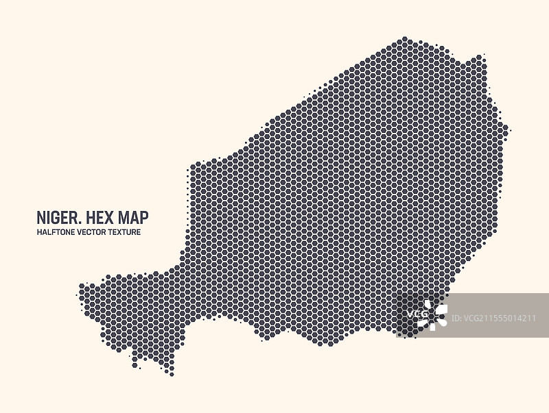 尼日尔地图六边形半色调图案孤立在上面图片素材