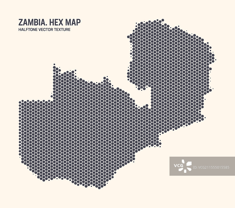 赞比亚地图六边形半色调图案孤立展示图片素材