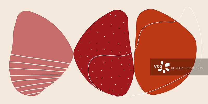 现代波西米亚极简抽象艺术，带有红色和图片素材