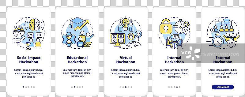 黑客马拉松类型的移动应用程序入门屏幕图片素材