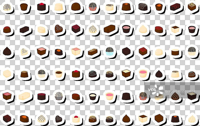 美丽的大型甜巧克力糖果套装图片素材