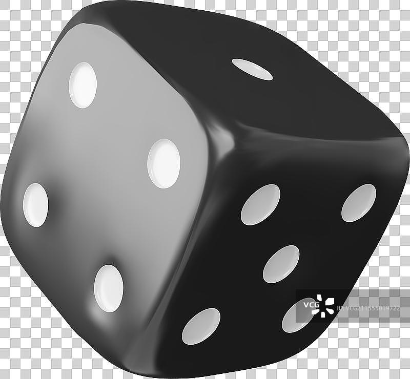 逼真的游戏骰子掉落 3D 黑色立方体图片素材