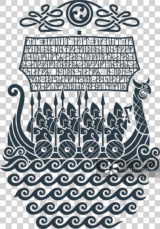 斯堪的纳维亚维京设计 维京战船 龙船图片素材