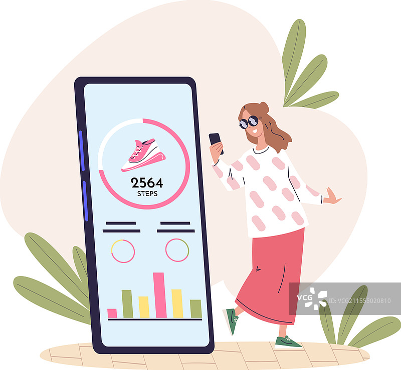 女性佩戴手表走路计步图片素材