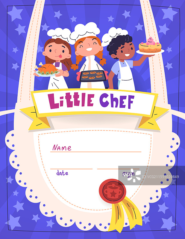 儿童烹饪课程的孩子们烹饪证书图片素材