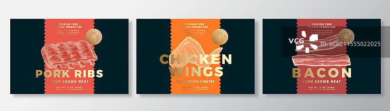 猪肋排 鸡翅 培根 包装图片素材