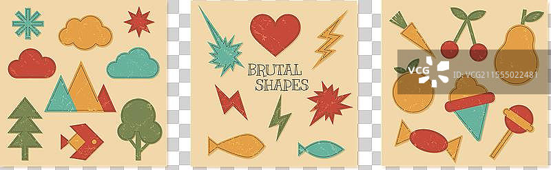 复古时尚的粗犷人物纹理套件图片素材