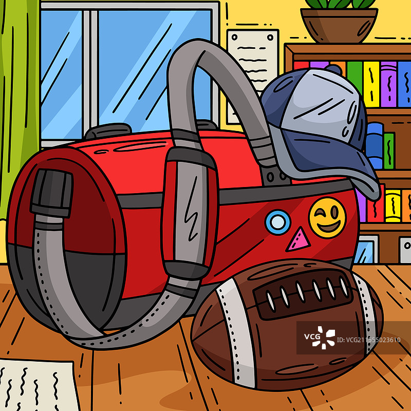 彩色卡通美式足球运动包图片素材