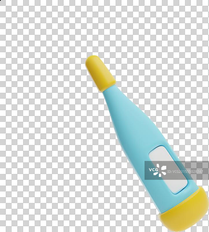 蓝色的3D医疗数字温度计图标图片素材