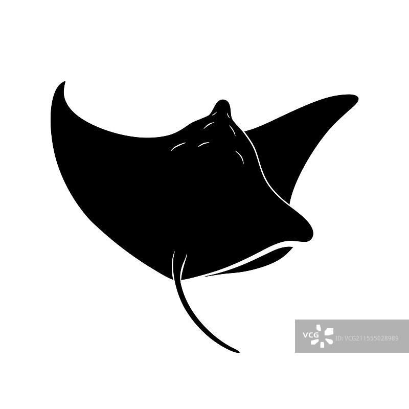 魟鱼剪影艺术与黑色魟鱼设计图片素材