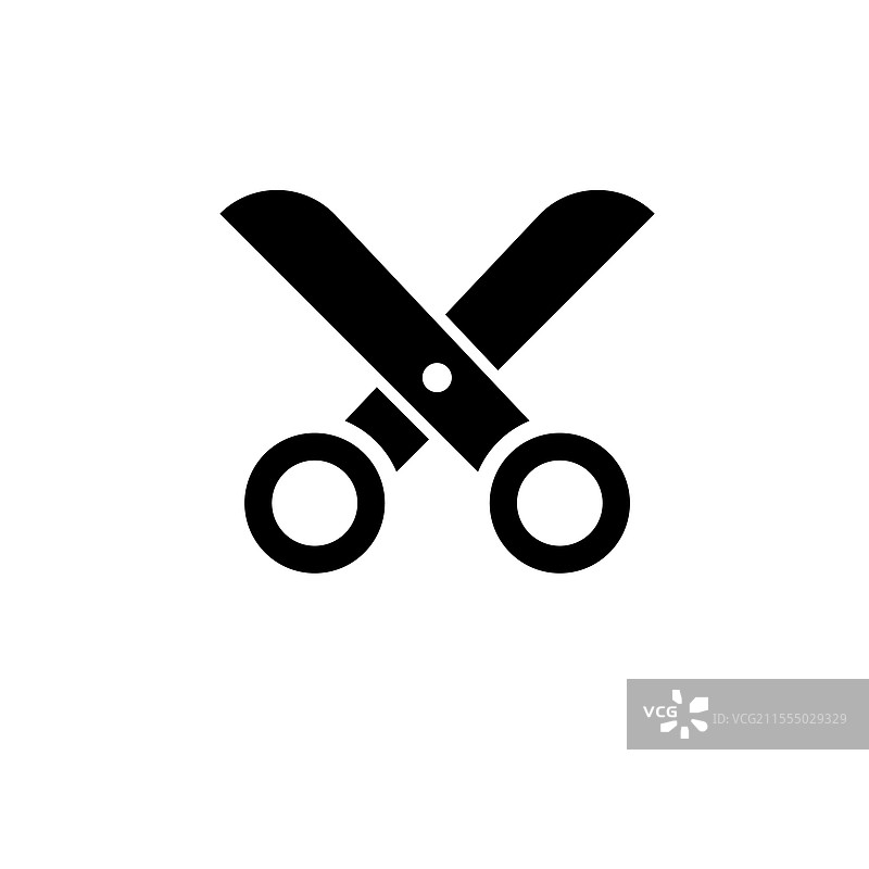开放的缝纫剪刀实心平面图标孤立于图片素材