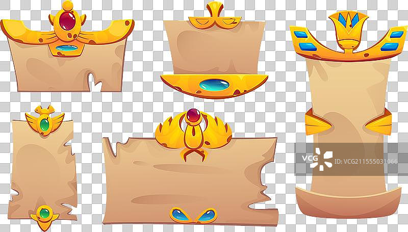 古埃及游戏框架用户界面纸莎草元素图片素材