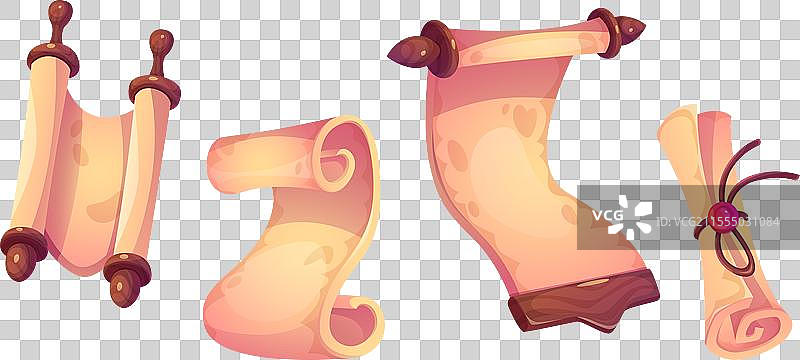 旧魔法羊皮纸卷轴游戏用户界面图标图片素材