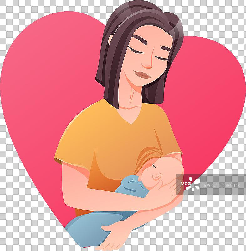 年轻快乐的女性在母亲节哺乳婴儿图片素材