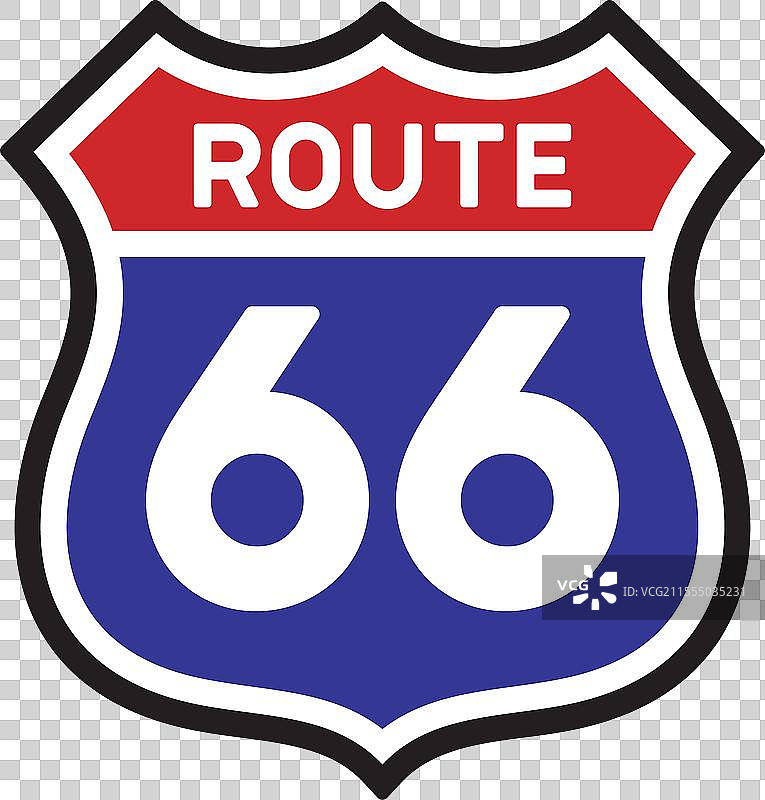 66号公路标志在白色背景上图片素材