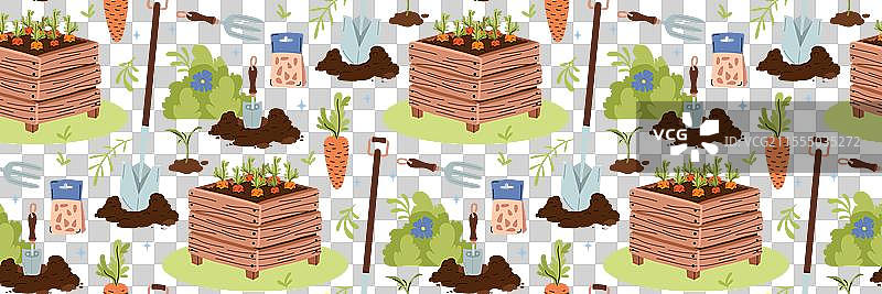 春季耕作和园艺图案胡萝卜图片素材