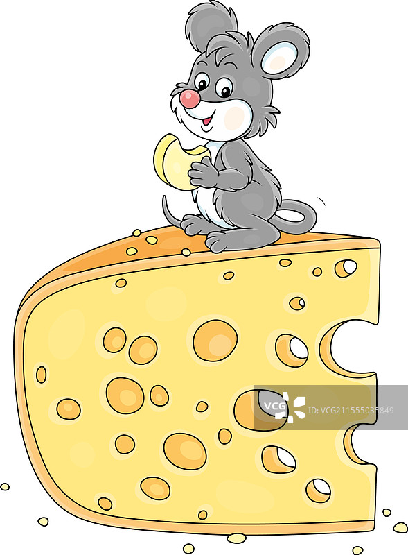 有趣的小老鼠和一块奶酪图片素材