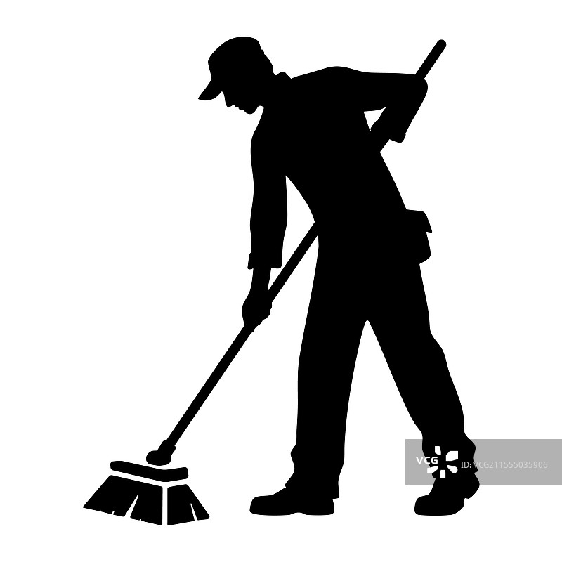 清扫工工作剪影图标符号图片素材