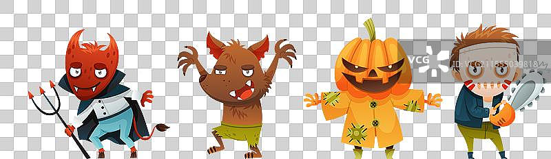 搞笑的万圣节角色，恶魔狼人图片素材
