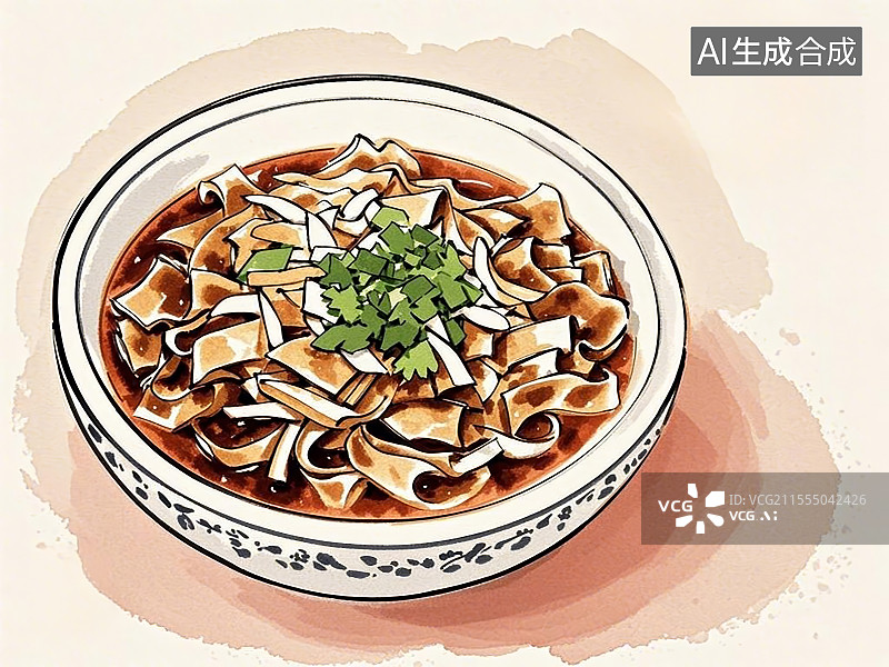 【AI数字艺术】传统美食天津嘎巴菜手绘线稿风格图片素材