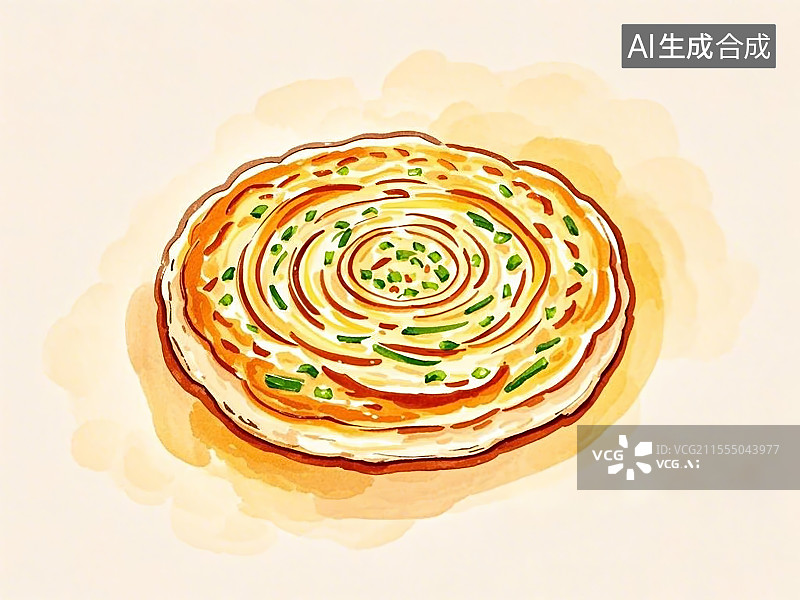 【AI数字艺术】传统美食葱油饼手绘线稿风格图片素材