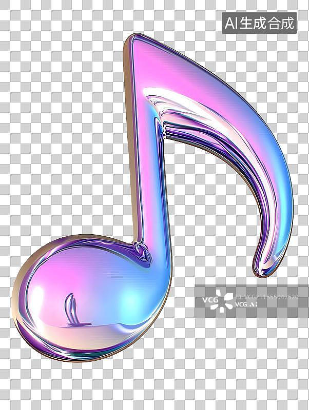 【AI数字艺术】音乐音符与霓虹灯光效果3D渲染免扣元素图片素材