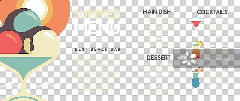 复古夏季餐厅鸡尾酒菜单设计图片素材