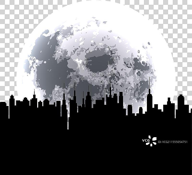 城市中的月光夜晚图片素材