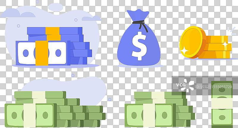 现金堆叠图标集图形美元图片素材