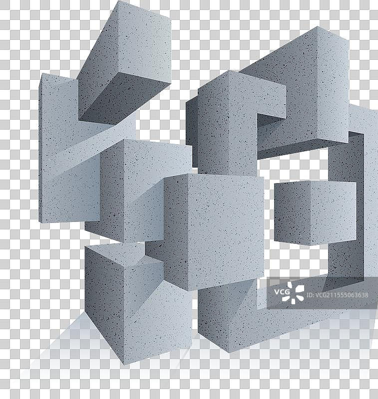 一组逼真的混凝土立方体图片素材