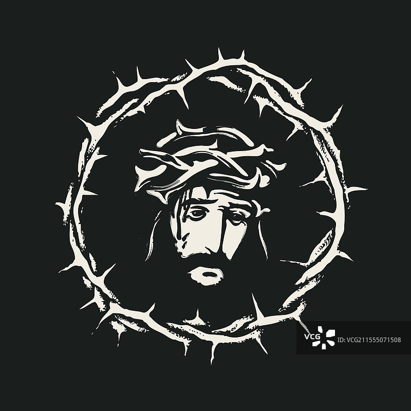 哭泣的耶稣基督在荆棘冠冕中图片素材