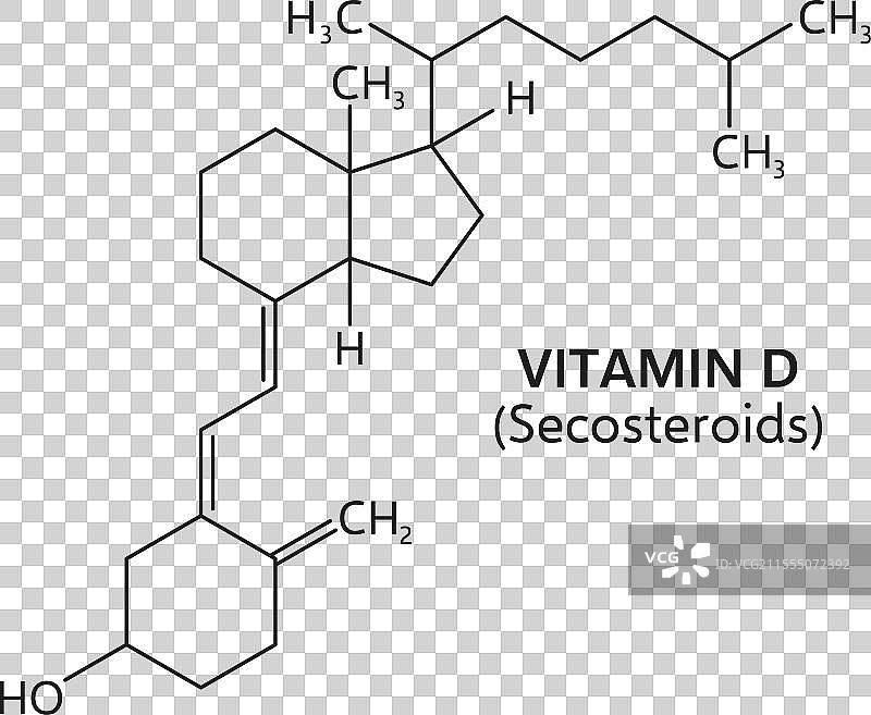 维生素D化学结构线条图图片素材