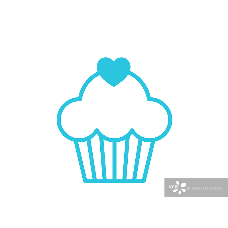 蓝色背景下孤立的杯子蛋糕图标图片素材