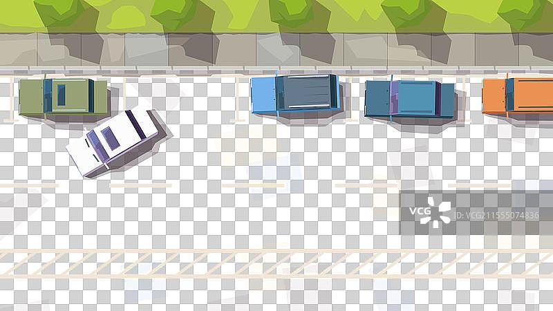 宽阔的街道与停车区的俯视图图片素材