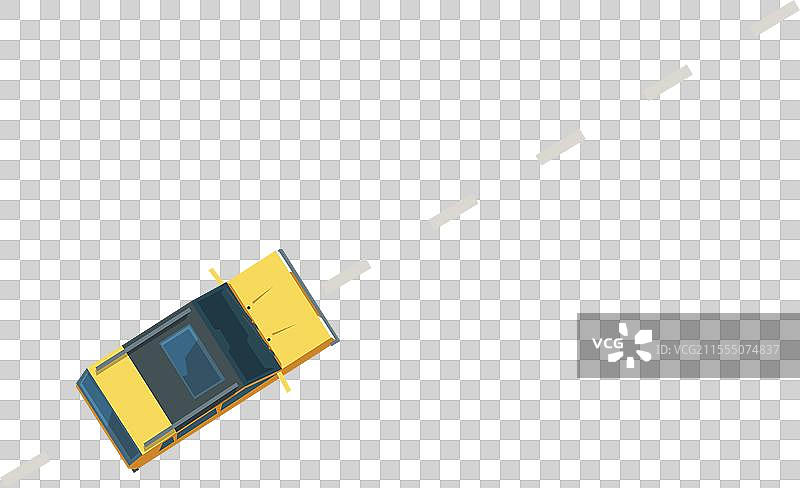 紫色背景上的黄色SUV俯视图图片素材