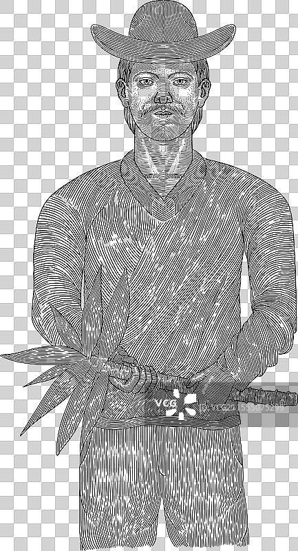 木薯或木薯农民的复古雕刻画图片素材