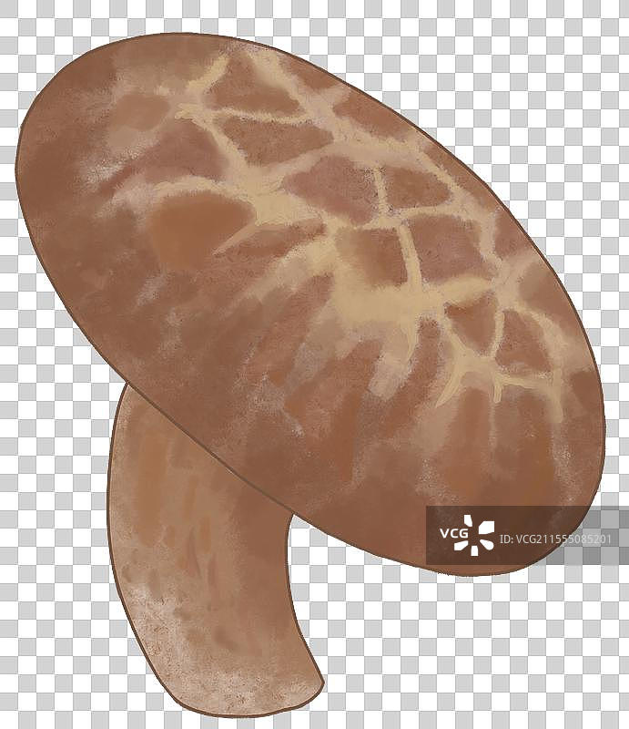 手绘水彩风免抠元素蘑菇：一个有伞柄的香菇图片素材