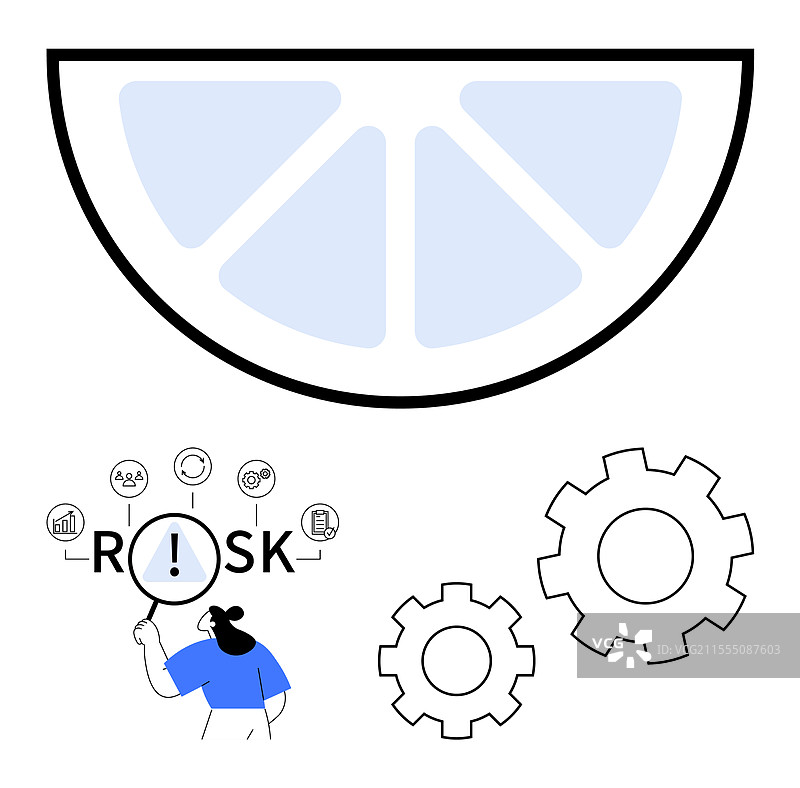 风险评估概念与齿轮和柠檬片图片素材