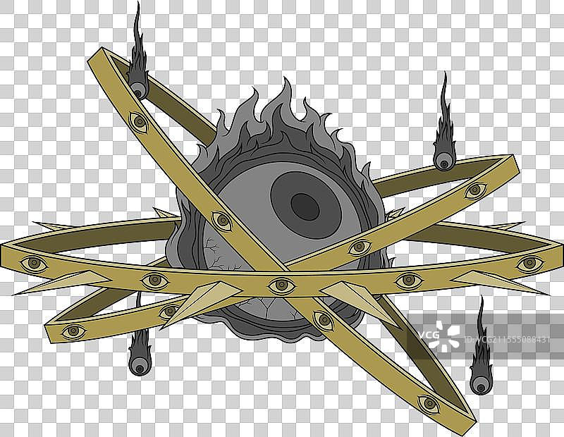 带有燃烧之眼的宝座天使图片素材