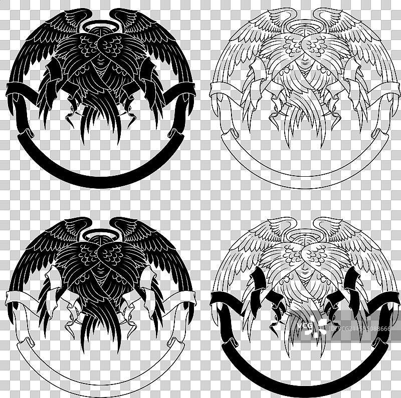 六翼天使被丝带环绕图片素材