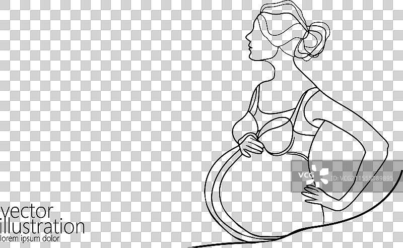 孕妇单线艺术图图片素材